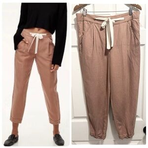 Wilfred Blush Tan Cropped Tie-Waist Ankle Pants
